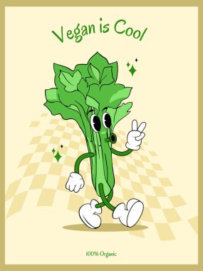 Harika bir ayin, vejetaryen sebze karakteri, karikatür vektör çizimi