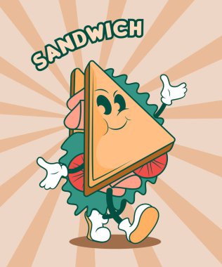 Sandviç karakterinin vektör çizimi. çizgi film biçimi