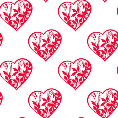 Kusursuz desenli, el çizimi açık iş kalpleri, sevgililer günü kartı.