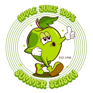 vector illustration of a cartoon happy apple