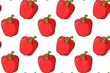 Kırmızı biberli kusursuz desen, vektör çizimi.