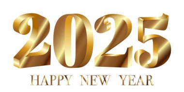 3D altın metin 2025 yeni yıl, altın renkli metin 3D oluşturma
