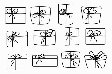 Basit çizilmiş hediye kutuları, özet hediye kutuları.