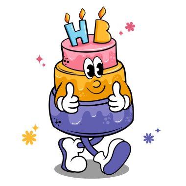 Mum vektör illüstrasyon tasarımlı mutlu doğum günü pastası