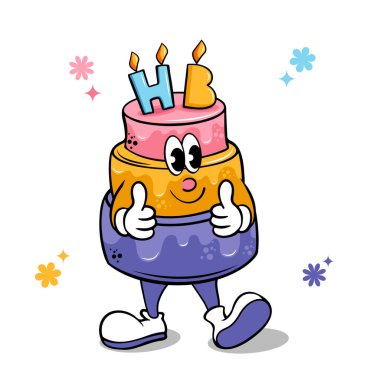 Doğum günün kutlu olsun karakter vektörü çizimi