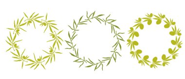 yeşil yaprak zeytin çerçevesi, yeşil zeytin yapraklı sade zeytin dalı ile daire çerçevesi