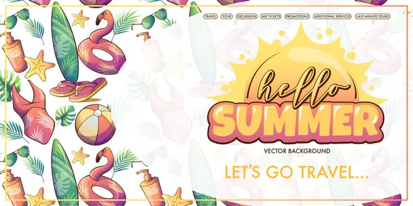 Merhaba el yazısıyla yazılmış yaz tatili posteri.