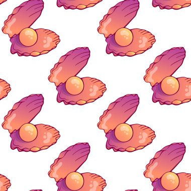 Zarif, pürüzsüz desenli açık deniz kabukları ve inciler. Yaz baskıları, ambalaj, tekstil, duvar kâğıdı ve kırtasiye için ideal bir deniz temalı tasarım. Okyanustan esinlenilmiş motiflerle yüksek kalitede yinelenen arka plan.