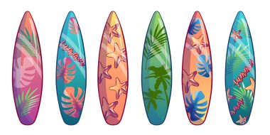 Parlak izli bir dizi sörf tahtası