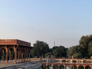 Beautiful evening at the park, garden, clear blue sky, Shalimar gardens, Lahore 