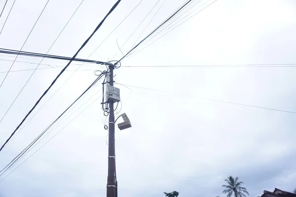 Lampung Indonesia Noviembre 2022 Cables Red Comunicaciones Telefónicas Lampung Indonesia — Foto de Stock