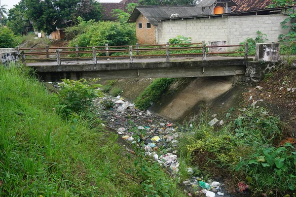 stock image irrigation waterways that are polluted by household waste