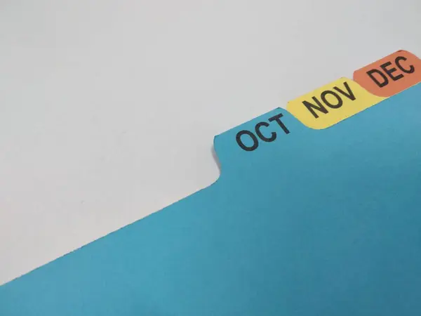 Yılın son üç ayı renkli klasör bölmesi 