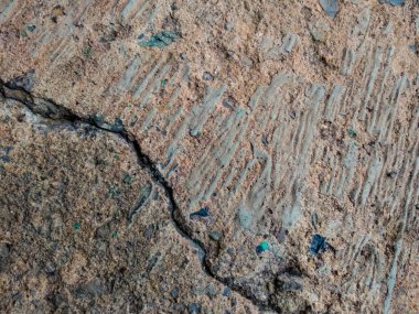 Güçlü bir depremin yol açtığı beton zemindeki çatlaklar.