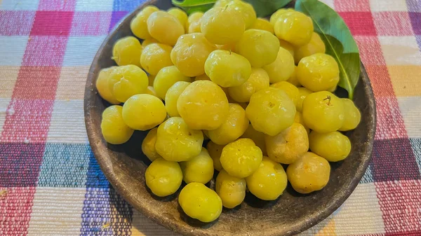 Prunus Cerasus Green Cherry Very Acidic Green Fruit Eaten Lemon — Stock Photo, Image