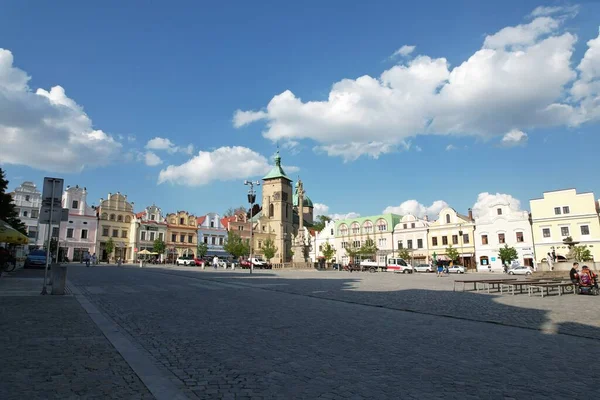 Гавлицков Брод Чехия Июля 2022 Года Историческая Старинная Городская Площадь — стоковое фото