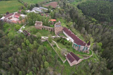 Velhartice tarihi ortaçağ kalesi, Çek Cumhuriyeti, Avrupa hava manzarası manzarası