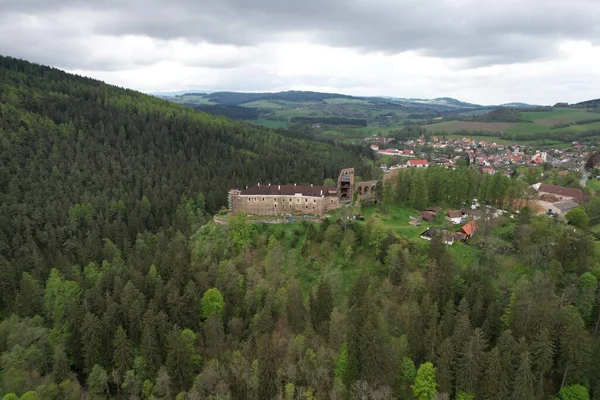 Velhartice Historical Medieval Castle Czech Republic Europe Aerial Panorama Landscape — Stock Photo, Image