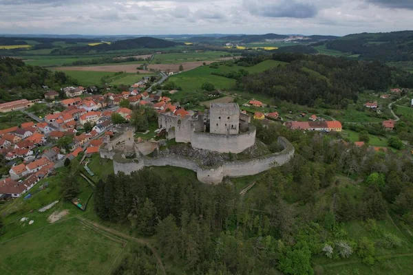Rabi Histórico Castillo Medieval República Checa Europa Vista Panorámica Aérea —  Fotos de Stock