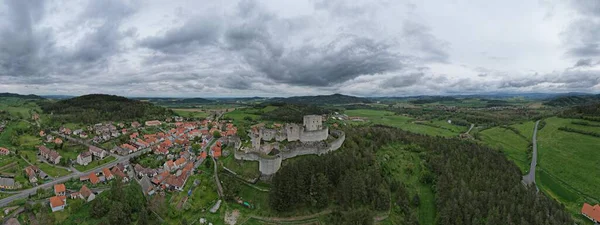 Rabi Tarihi Ortaçağ Kalesi Çek Cumhuriyeti Avrupa Hava Manzarası Manzarası — Stok fotoğraf