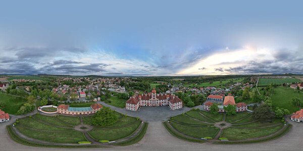 Mnichovo Hradiste castle and church,aerial panorama landscape view,Czech republic,Europe
