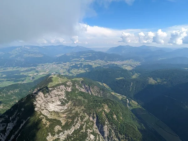 Vista Panorâmica Aérea Paisagem Dos Alpes Austríacos Alemanha Fronteira Austríaca — Fotografia de Stock