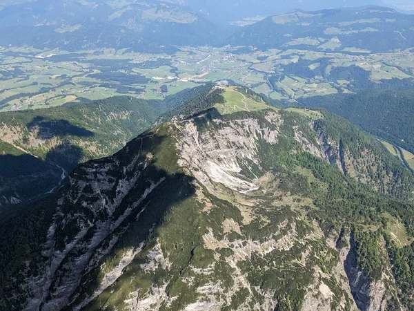 Εναέρια Πανοραμική Θέα Του Τοπίου Των Αυστριακών Άλπεων Στη Γερμανία — Φωτογραφία Αρχείου