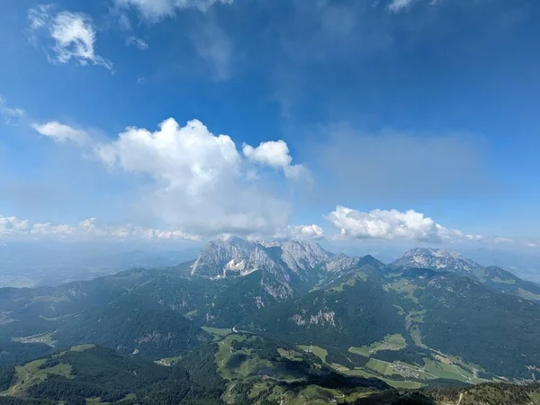 Панорамный Вид Австрийские Альпы Германии Австрийскую Границу Парапланеризма Красивые Природные — стоковое фото