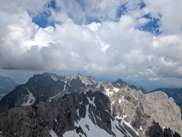 Luftpanorama Landschaftsaufnahme Der Österreichischen Alpen Deutschland Und Der Österreichischen Grenze — Stockfoto