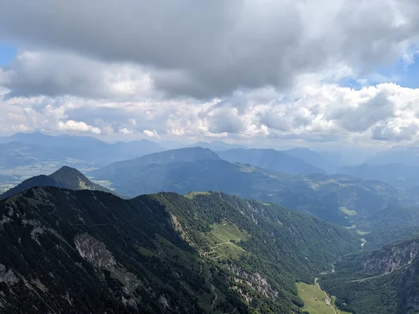 Vista Panorâmica Aérea Paisagem Dos Alpes Austríacos Alemanha Fronteira Austríaca — Fotografia de Stock