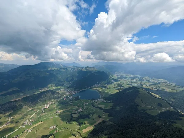 Повітряний Панорамний Краєвид Австрійських Альп Німеччині Австрійського Кордону Видно Райдужних — стокове фото