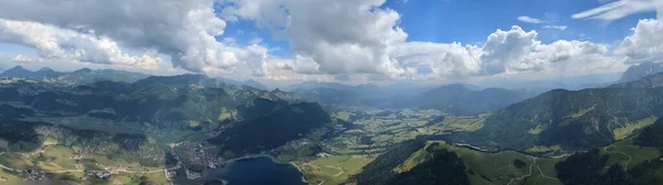 Flygfoto Panorama Landskap Utsikt Över Österrikiska Alperna Tyskland Och Österrikiska — Stockfoto