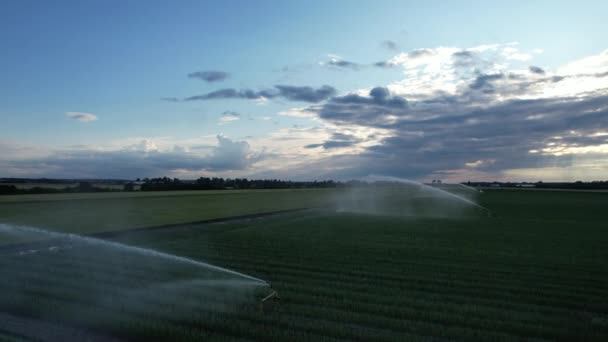 Droughts Europe Water Sprinkler Irrigation Systems Farming Field Irigation Systems — Stock Video