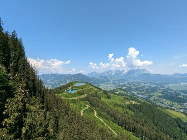 Kirchdorf Tirol Kirchdorf 오스트리아 알프스의 Kossen 언덕에서 Unterberghorn 파노라마 — 스톡 사진