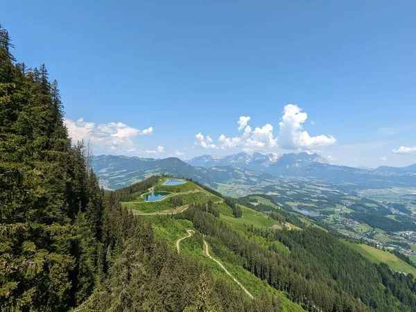 Kirchdorf Tirol Kirchdorf Unterberghorn Vista Panorâmica Paisagem Das Colinas Acima — Fotografia de Stock