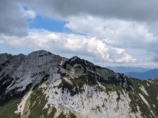Luftpanorama Landschaftsaufnahme Der Österreichischen Alpen Deutschland Und Der Österreichischen Grenze — Stockfoto