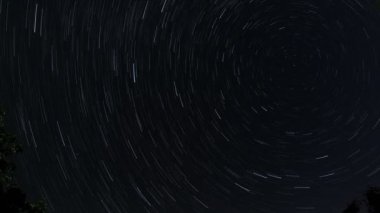 Aksiyon kamerasında yıldız izleri, Avrupa gökyüzü gecesi panoraması zaman aşımı