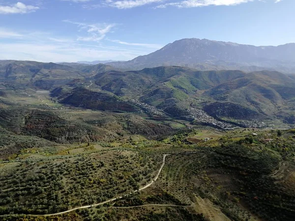 stock image paragliding flyin in Albania mountains,sceniac aerial apnorama landscape view, Europe,Balkan