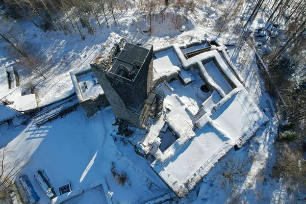 Historische Gotische Burg Orlik Bei Humpolec Luftpanorama Landschaft Tschechische Republik — Stockfoto