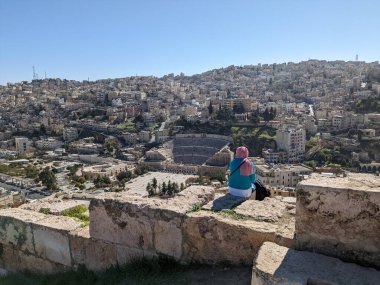 Amman Jordan, Amman Kalesi 'nden şehrin panorama manzarası.