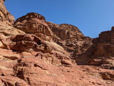 Desert landscape near ad-deir at beautiful sunset in Petra ruin and ancient city of Nabatean kingdom, Jordan, Arab, Asia, UNESCO World Heritage Site