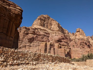 Desert landscape near ad-deir at beautiful sunset in Petra ruin and ancient city of Nabatean kingdom, Jordan, Arab, Asia, UNESCO World Heritage Site