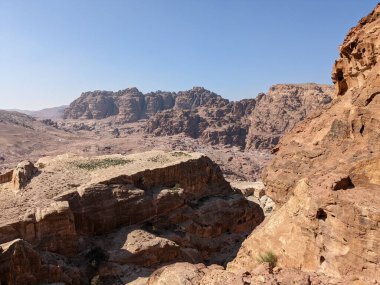Desert landscape near ad-deir at beautiful sunset in Petra ruin and ancient city of Nabatean kingdom, Jordan, Arab, Asia, UNESCO World Heritage Site