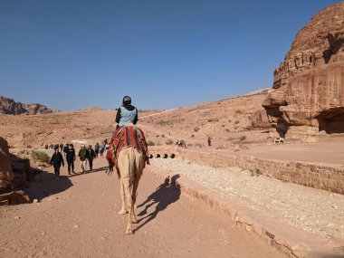 Desert landscape near ad-deir at beautiful sunset in Petra ruin and ancient city of Nabatean kingdom, Jordan, Arab, Asia, UNESCO World Heritage Site