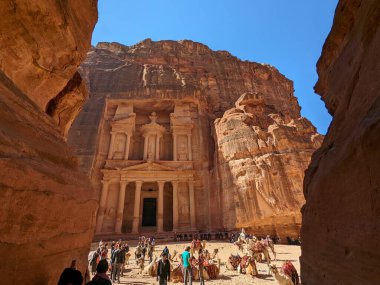 Desert landscape near ad-deir at beautiful sunset in Petra ruin and ancient city of Nabatean kingdom, Jordan, Arab, Asia, UNESCO World Heritage Site