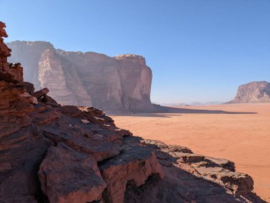 Wadi Rum Desert, Jordan. The red desert and Jabal Al Qattar mountain.Where some famous movies where shot,Star Wars,Lawrence of Arabia.