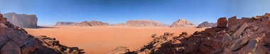 Wadi Rum Desert, Jordan. The red desert and Jabal Al Qattar mountain.Where some famous movies where shot,Star Wars,Lawrence of Arabia.