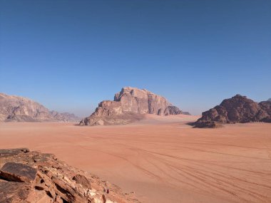 Wadi Rum Desert, Jordan. The red desert and Jabal Al Qattar mountain.Where some famous movies where shot,Star Wars,Lawrence of Arabia.