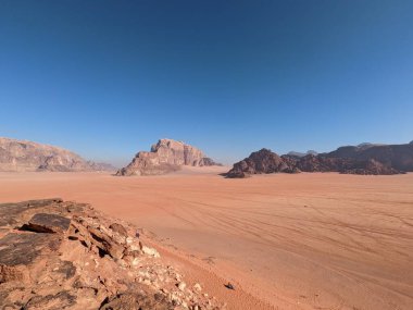 Wadi Rum Desert, Jordan. The red desert and Jabal Al Qattar mountain.Where some famous movies where shot,Star Wars,Lawrence of Arabia.