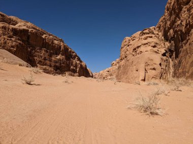 Wadi Rum Desert, Jordan. The red desert and Jabal Al Qattar mountain.Where some famous movies where shot,Star Wars,Lawrence of Arabia.